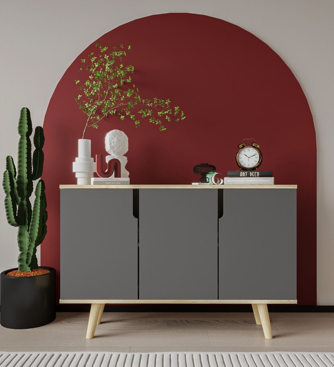 Consola, Hanah Home, Verona 120, 120x80x30 cm, PAL, Stejar safir / Antracit - imagine 7